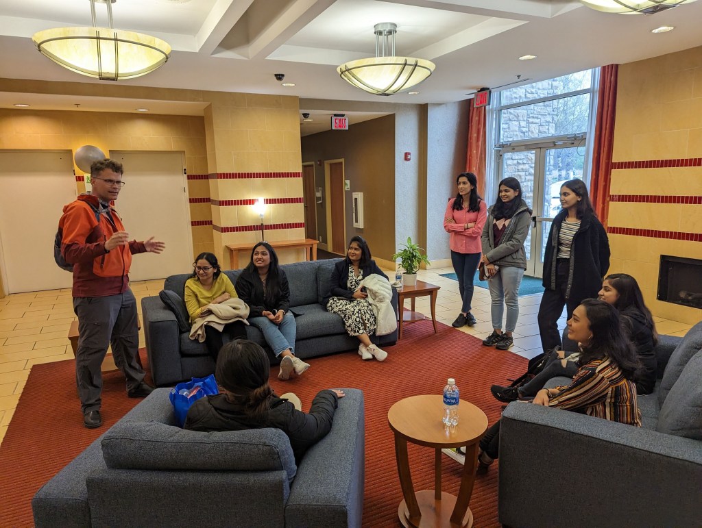Dr. Scott McCrickard talks to the VT attendees prior to the conference