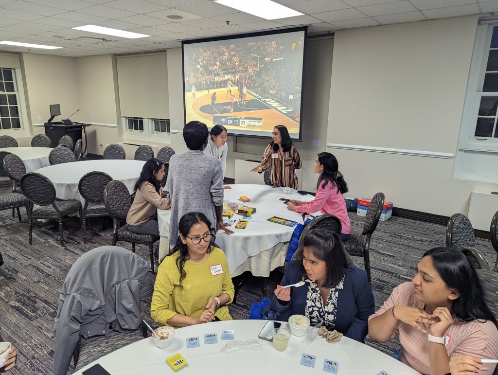 Ice cream and a workshop preview, with the VT women's basketball final four game in the background